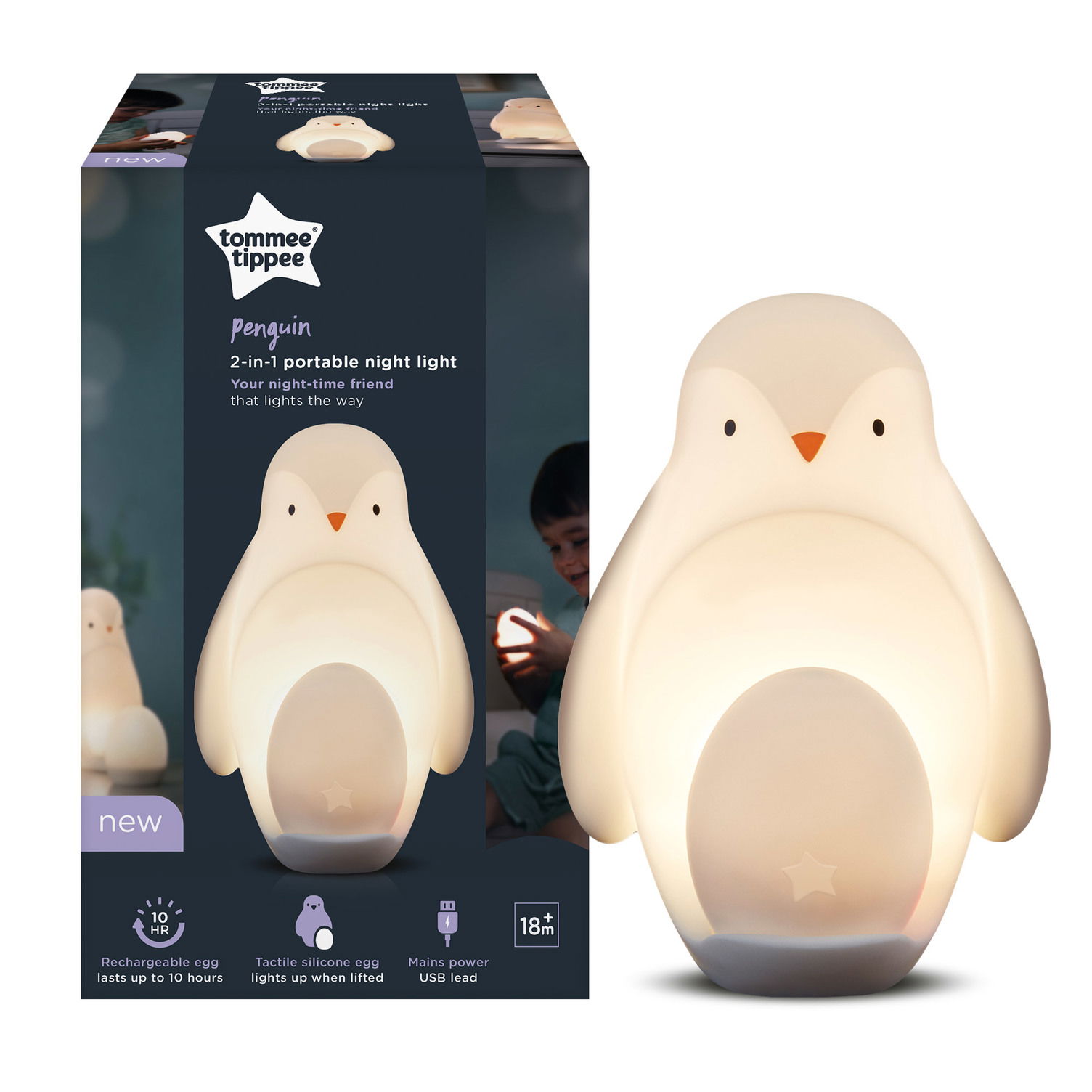 Tommee Tippee 2-in-1 Portable Penguin Nursery Night Light with Portable Egg  Light, Adjustable Brightness, USB-Powered – RissaBaby Nursery