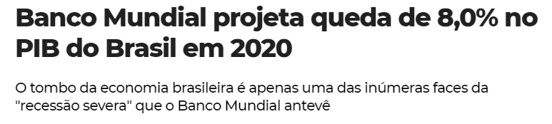 PIB banco mundial brasil BB Itaú projeção economia