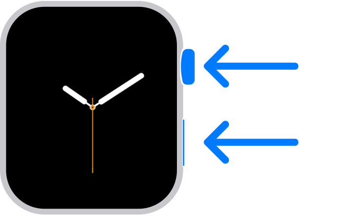 Apple Watch מציג מיקום של Digital Crown וכפתור צד