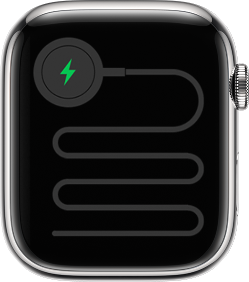 Apple Watch מראה שהשעון מחובר למקור מתח