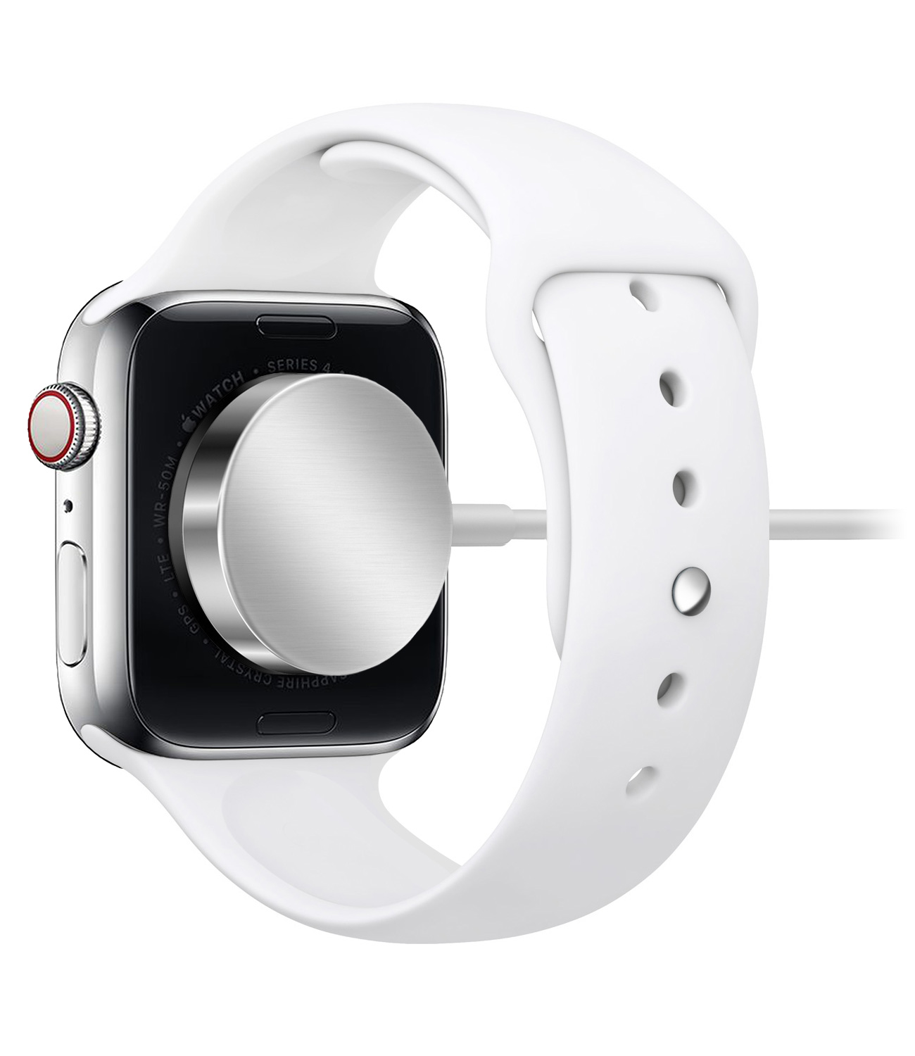 Apple Watch מחובר לכבל טעינה מגנטי של Apple