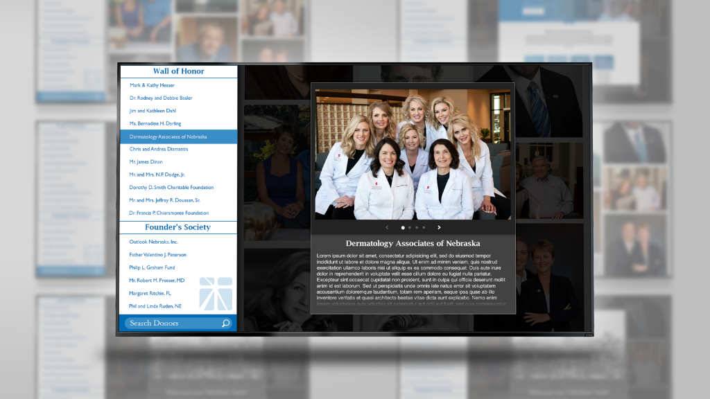 Screenshot of Tabitha Health's digital donor recognition board