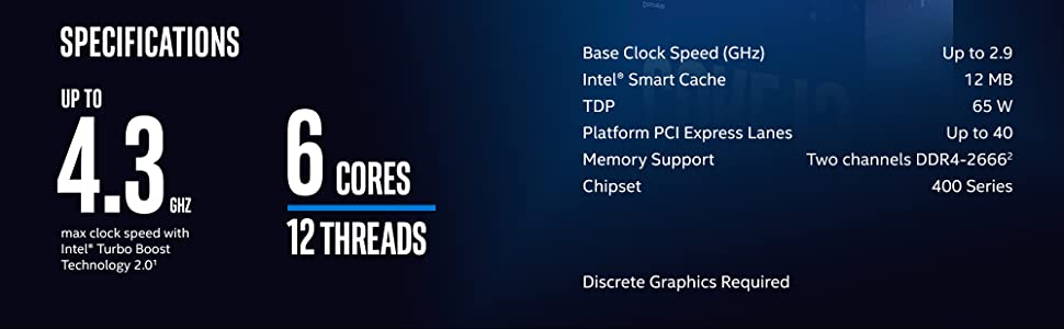 10th Gen Intel Core i5-10400F Desktop Processor