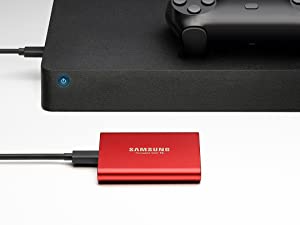 Portable SSD T5 connected to a game console