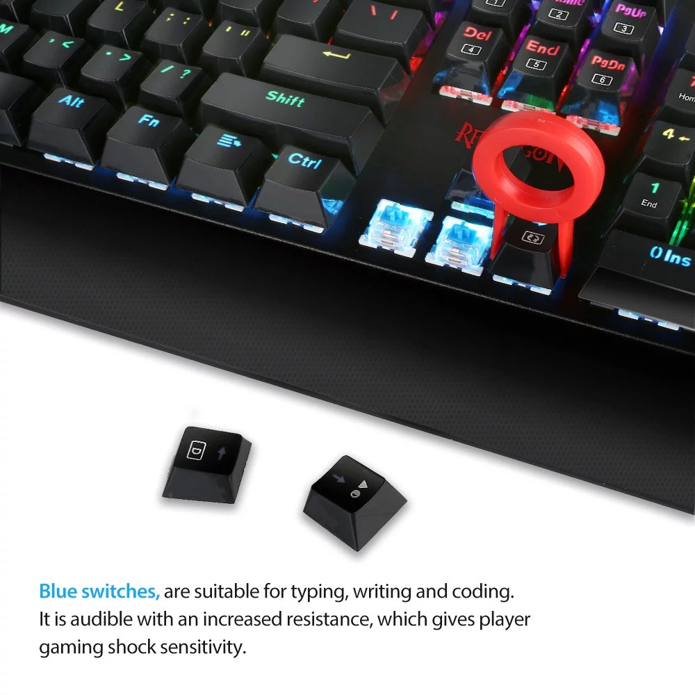 Redragon K557 Wired USB 104 Keys RGB Backlit Blue Switches Mechanical Gaming Keyboard