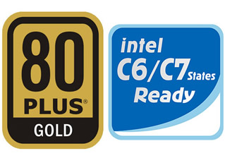 80 PLUS Gold Certified and Intel C6/C7 States Ready Badges