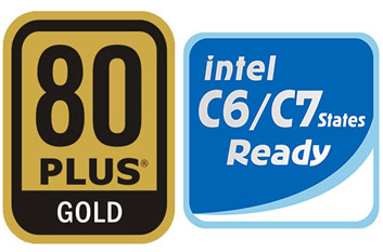 80 PLUS Gold Certified icon and Intel C6/C7 States icon