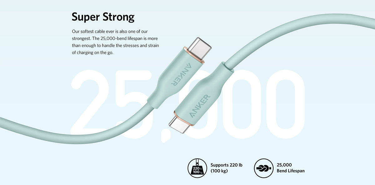 Anker Powerline III Flow, USB C to USB C Cable 100W 3ft, USB 2.0 Type C  Charging Cable Fast Charge for MacBook Pro 2020