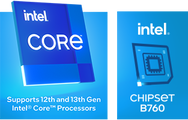 Intel Core and Intel B760 logos