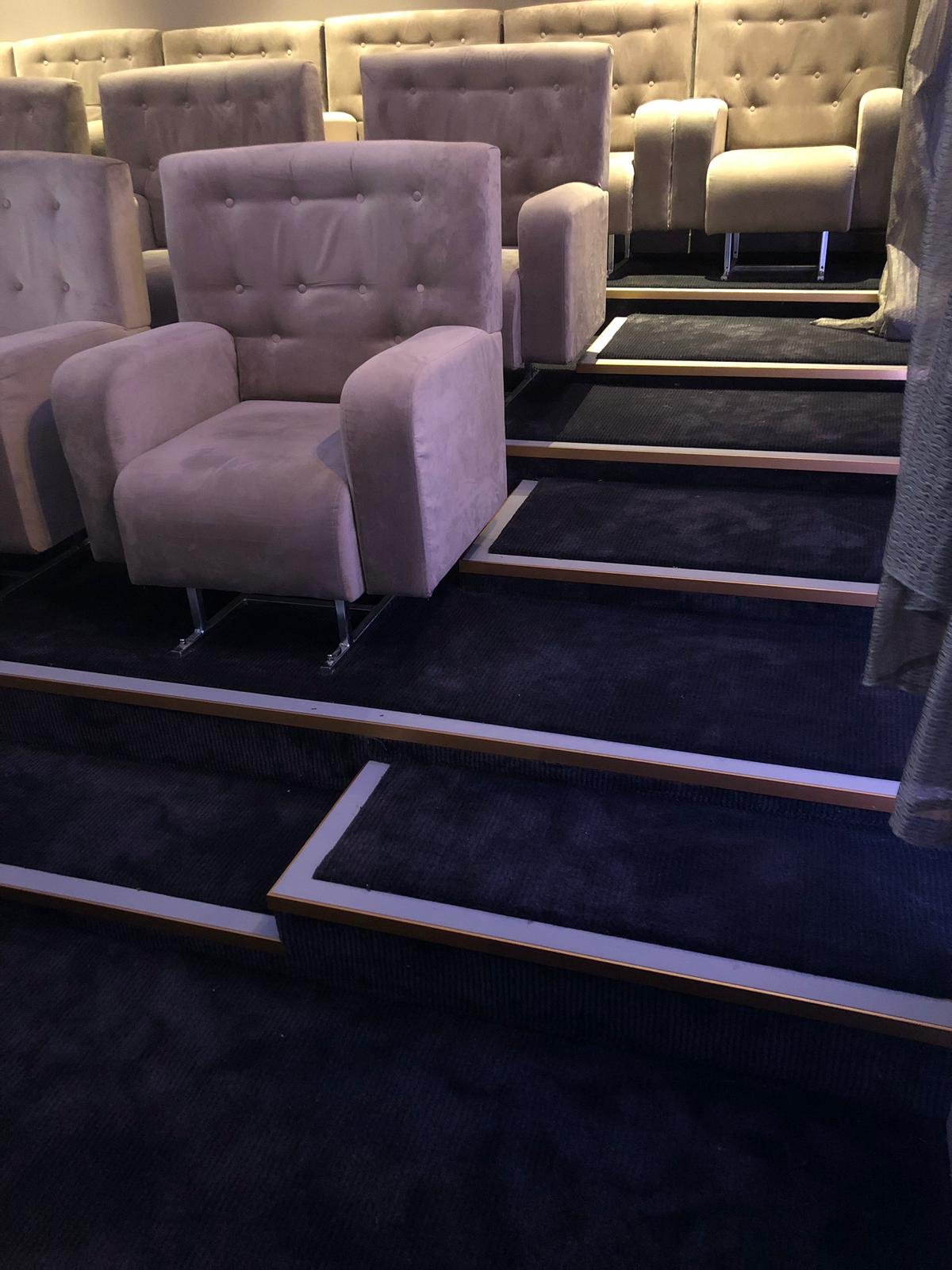 Welded Mitres and straight nosings used in the Private Cinema