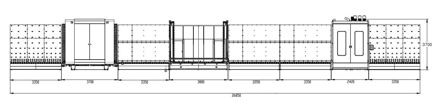 The Layout Diagram of Vertical Insulated Glass Air-floating Production Line