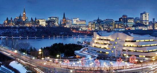 Canadian glass curtain wall building in winter 1