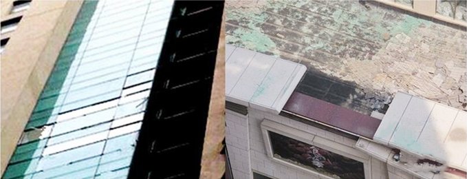 Figure 3 Several external insulating glass pieces of a building in Shanghai fell