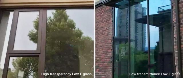 Figure 8 The comparison of actual scenes of high and low transparency Low-E glass