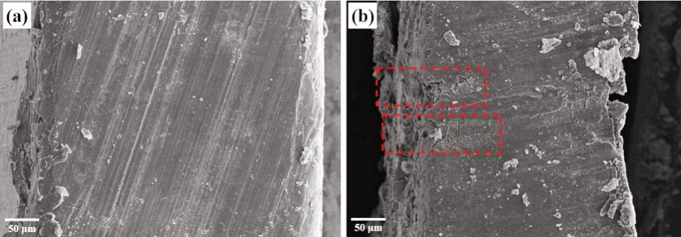 The comparison with the cross-sectional morphology of the corroded aluminum spacer