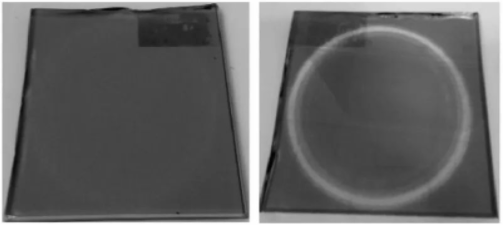 Figure 3 Comparison photo of abrasion resistance test of coated glass with zirconia oxide protective layer and conventional products
