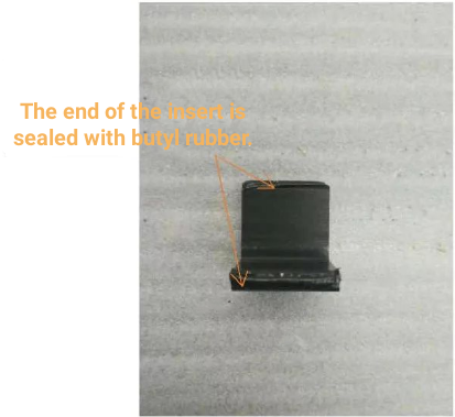 Figure 1 The corner insert is sealed with insulating glass butyl rubber sealant