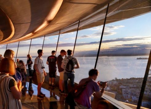 Figure 10 (a) Observation level of the transformed Space Needle. Image provided by Olson Kundig Architects.