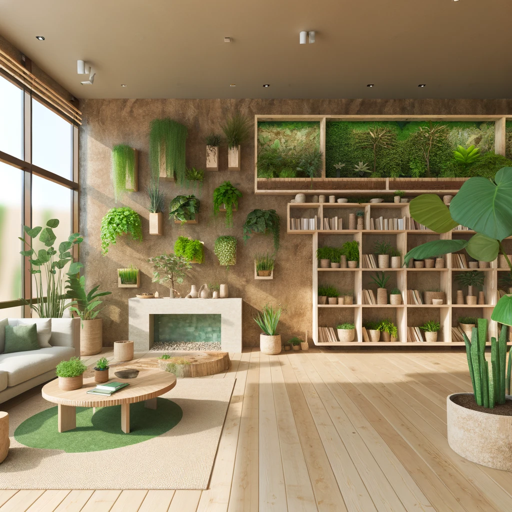 Ein Wohnzimmer mit biophilem Design