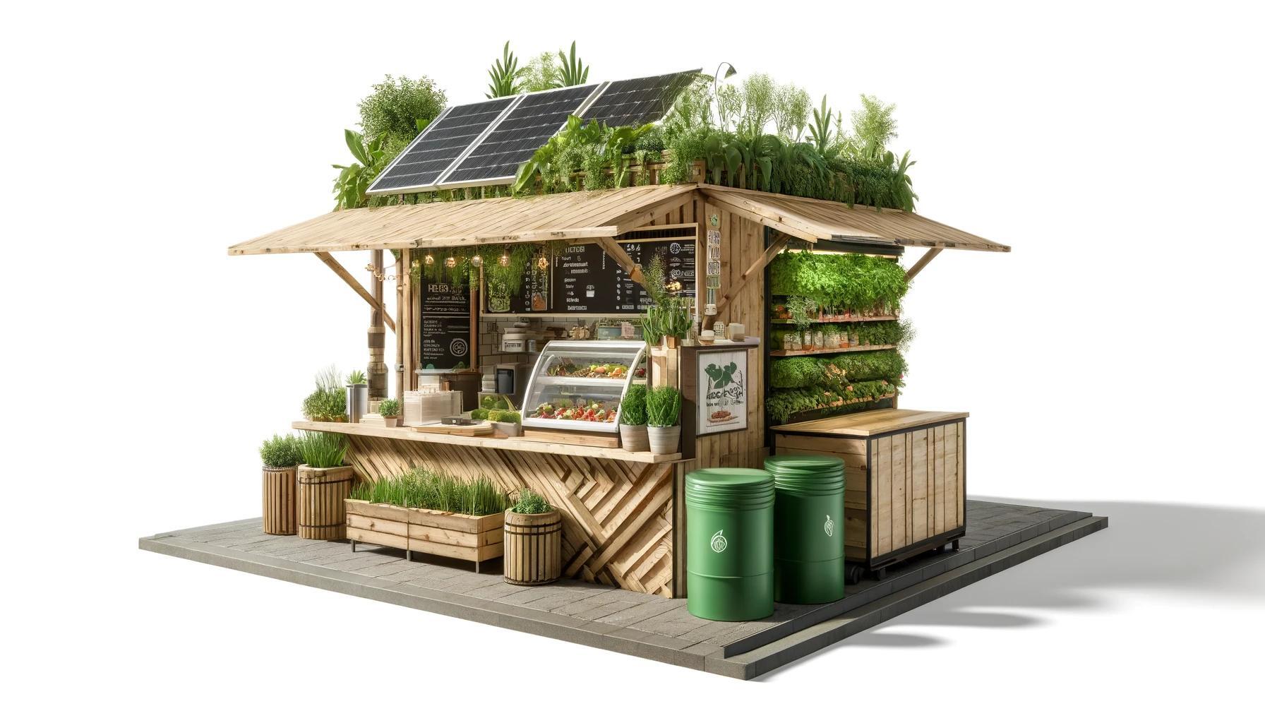 Kiosque conçu avec un concept de permaculture durable