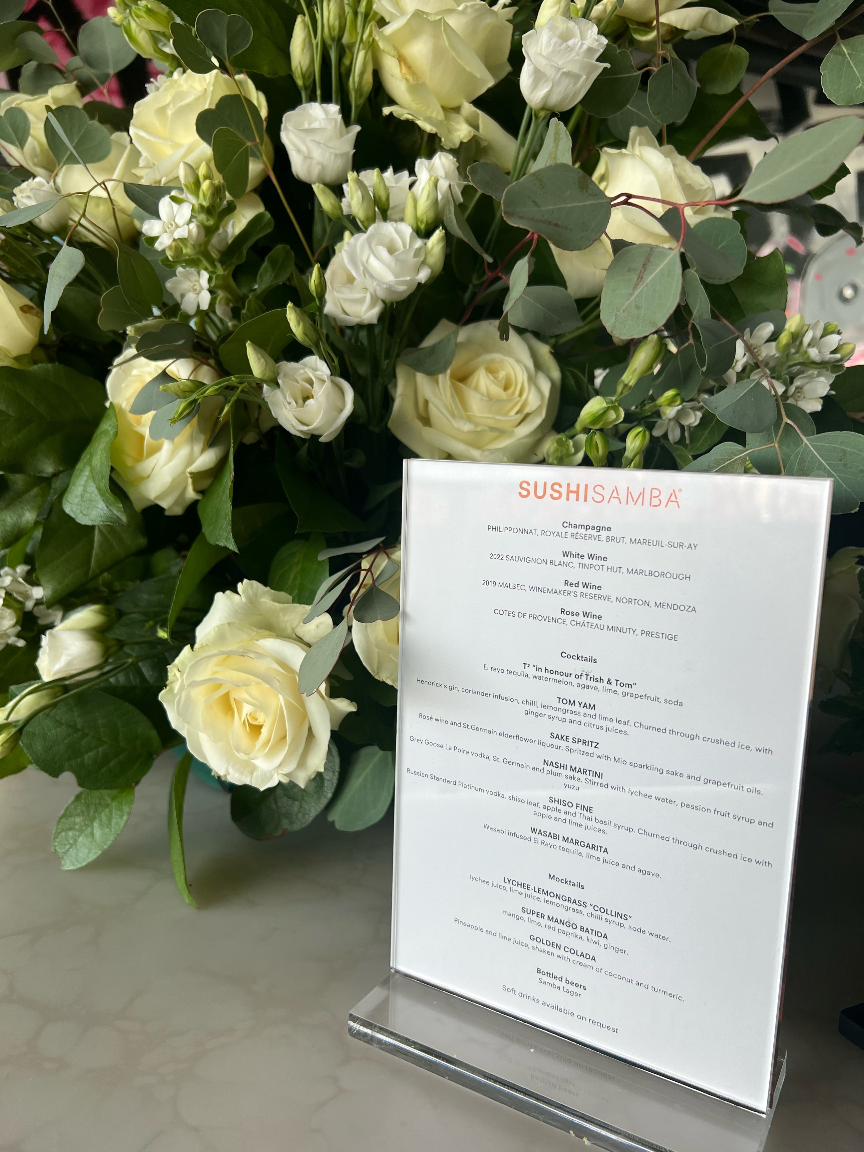 Bar and Table arrangement flowers for Sushi Samba London Heron Tower