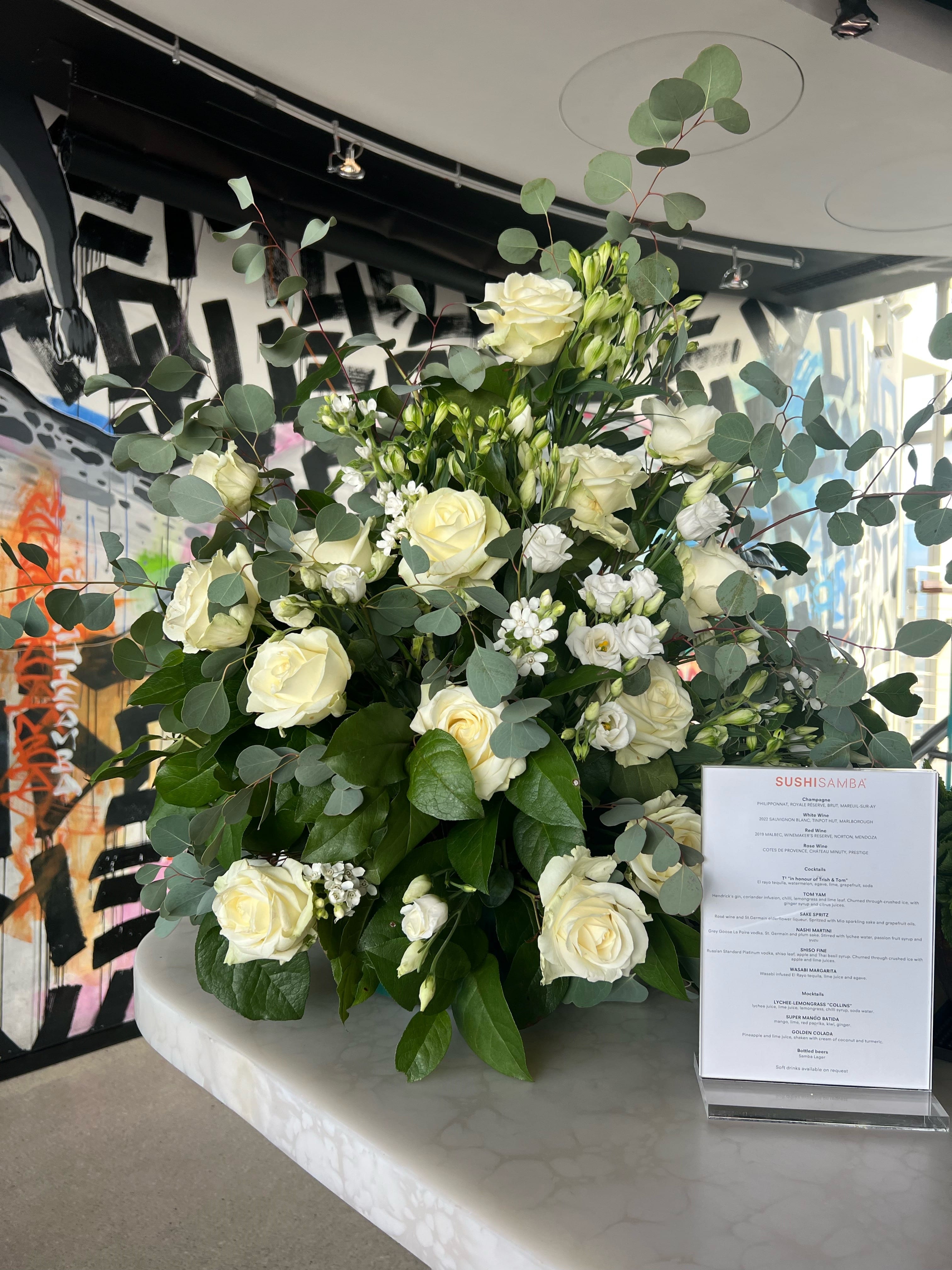 Bar and Table arrangement flowers for Sushi Samba London Heron Tower