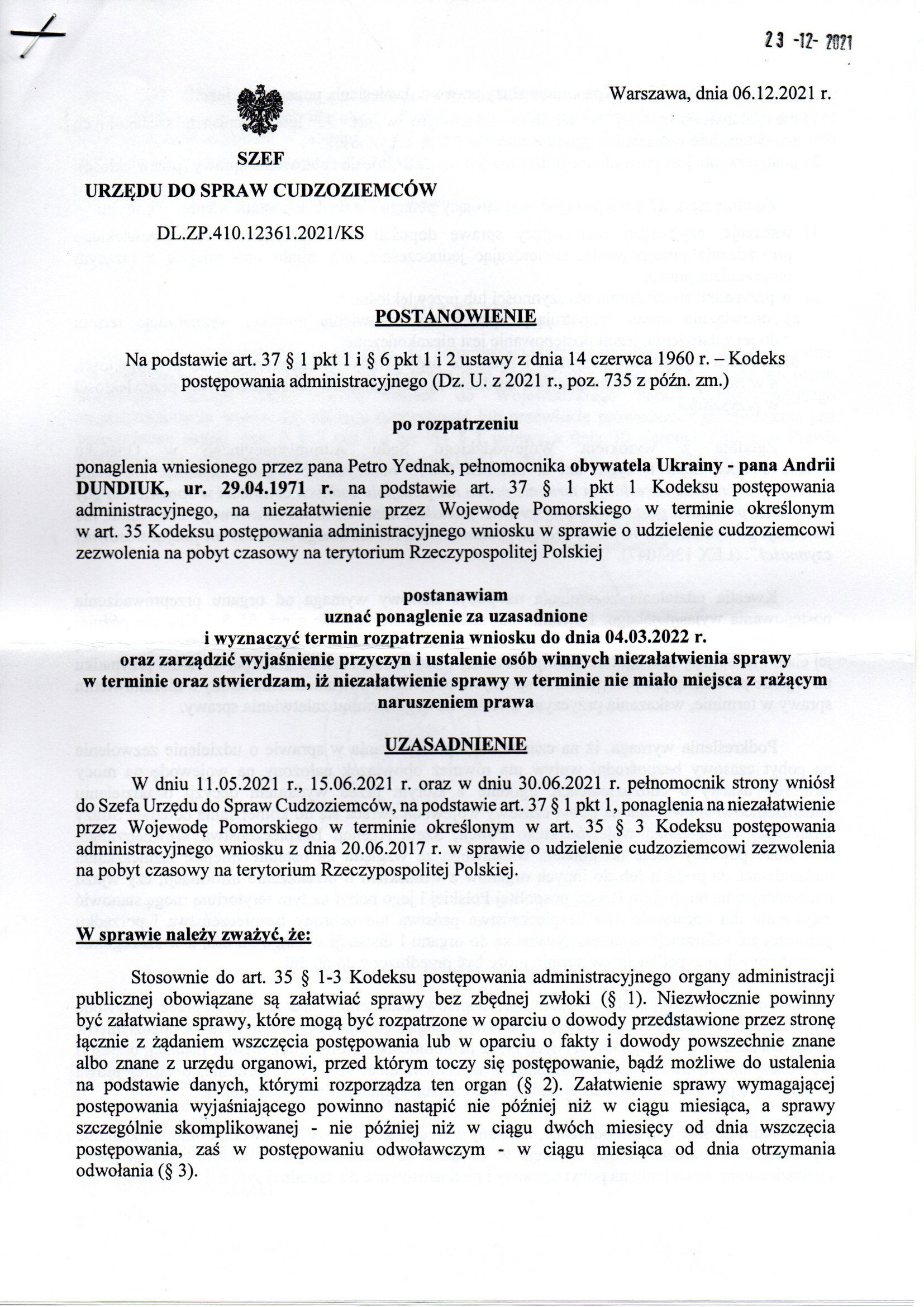 Urząd do Spraw Cudzoziemców – 2