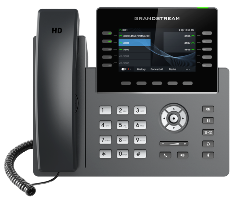 Grandstream GRP2615 - IP телефон. 5 SIP аккаунтов, 10 линий, цветной LCD, PoE, (1GbE)Gigabit Ethernet, до 4-х GBX20, USB, Wi-Fi, Bluetooth