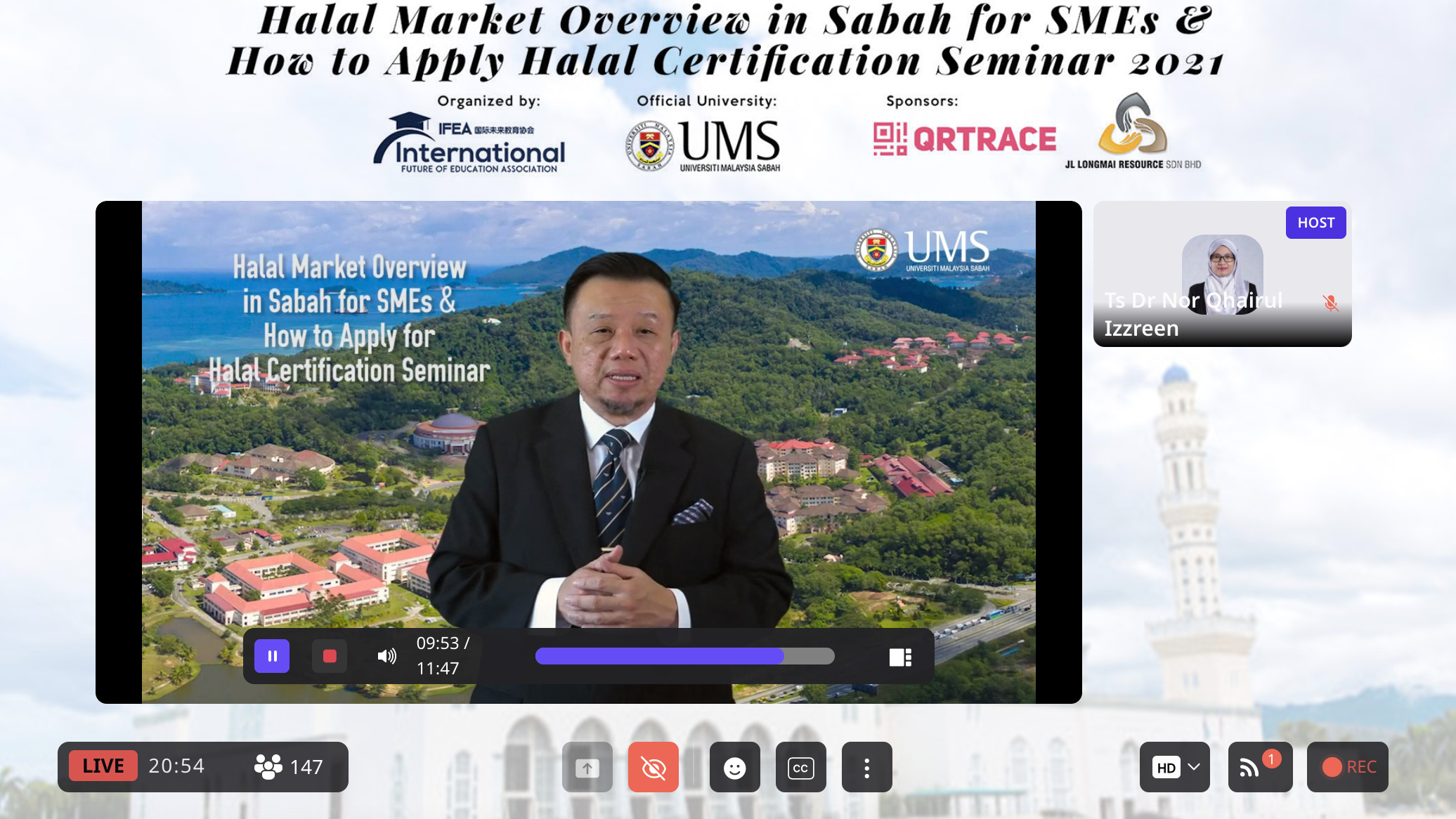 欢迎致词: 拿督叶永兴教授 (沙巴大学副校长）