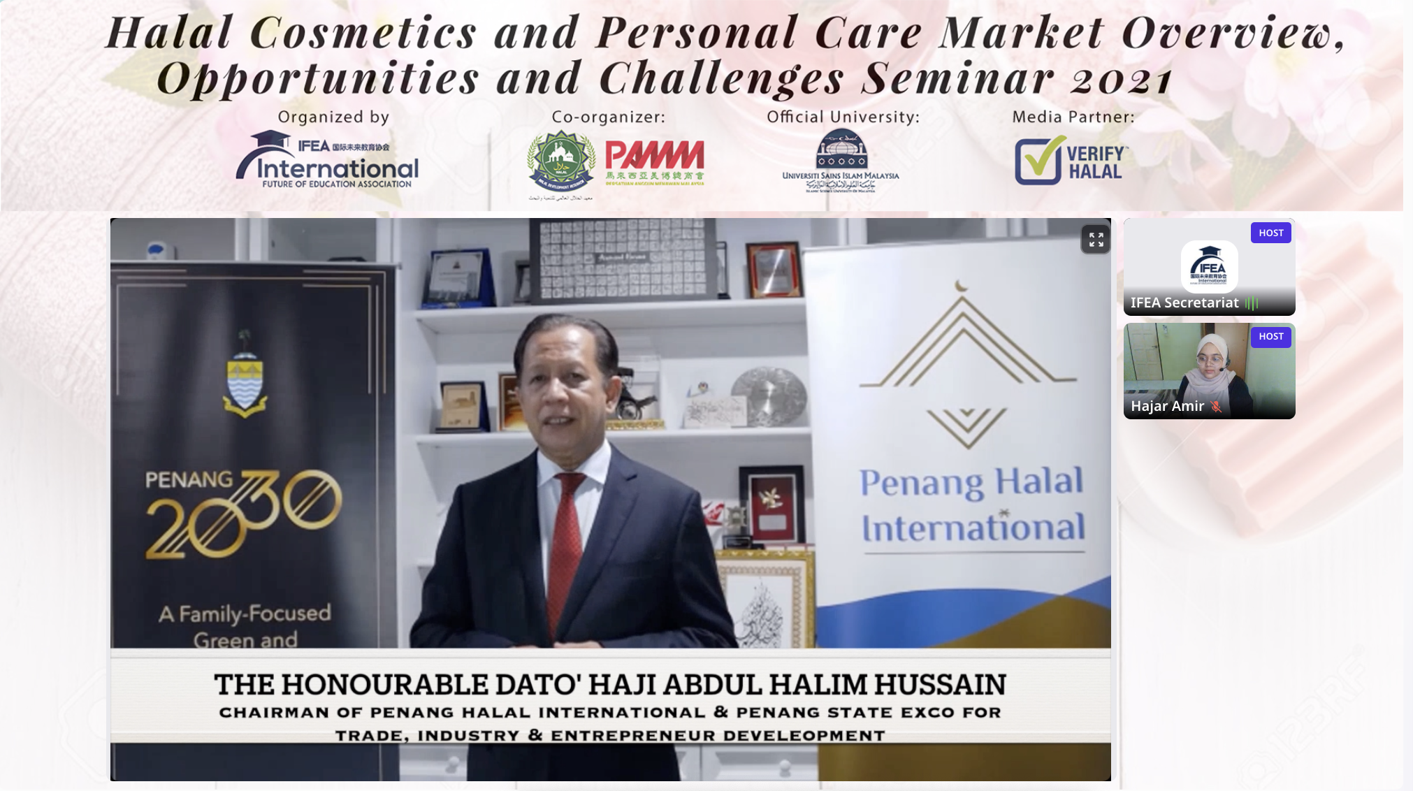 开幕特别嘉宾 (YB Dato’ Hj Abdul Halim bin Haji Hussain Penang State Exco for Trade, Industry & Entrepreneur Development, Chairman Penang Halal International）