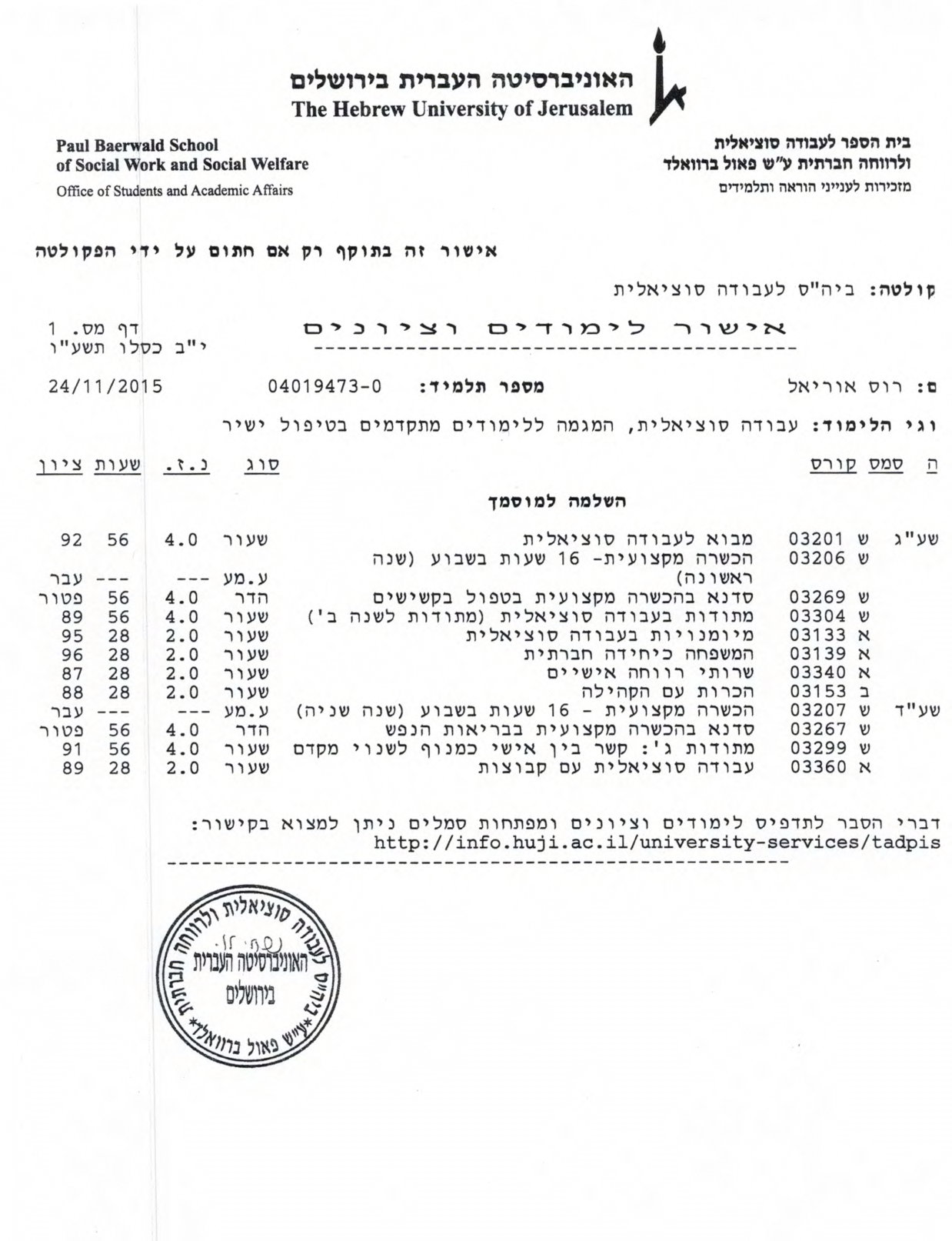 Completion of a master's degree in clinical social work