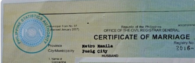 A marriage certificate heading.