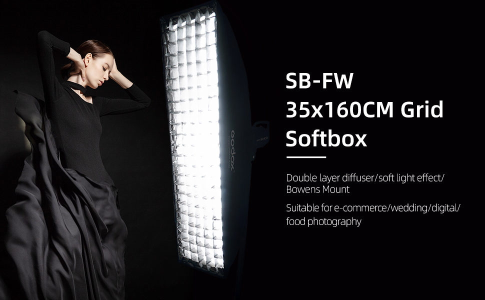 Softbox Rectangular Rejilla Desmontable Godox 35x160cm