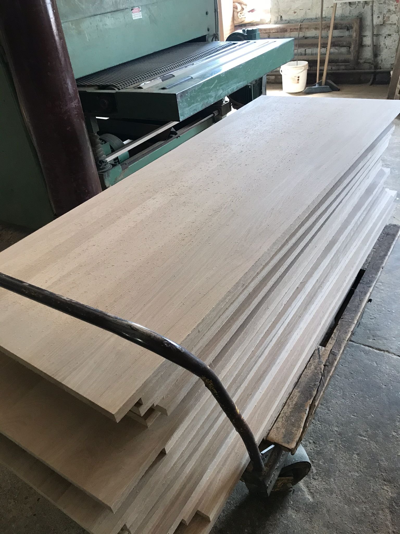 Stack with oak edge glued panels after sanding