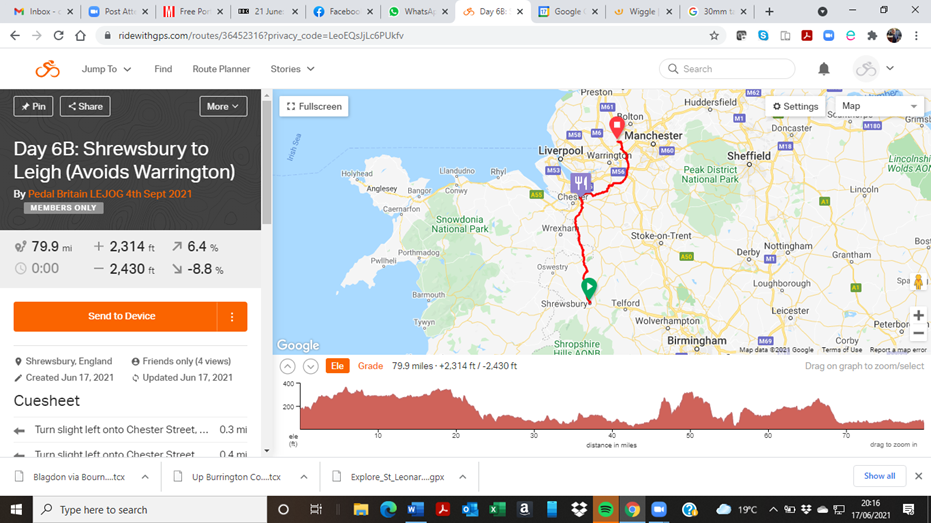 Route details day by day August 2021 LEJOG with PedalBritain