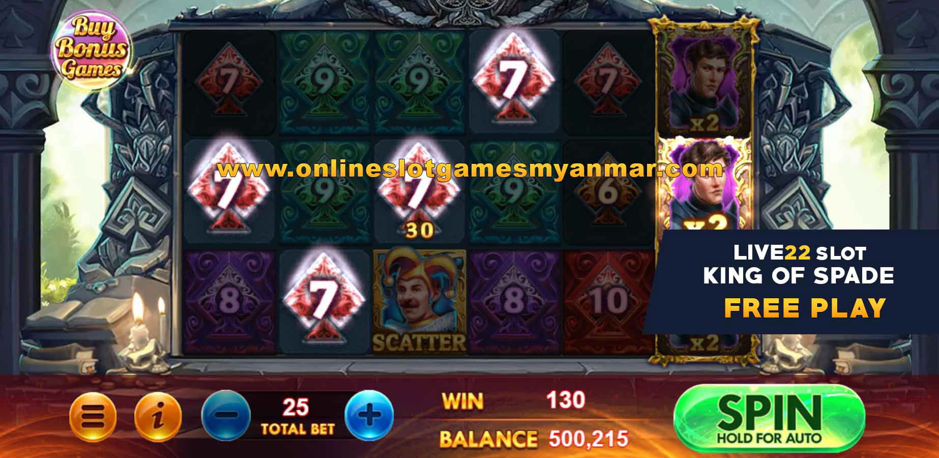 Free Play 5 KING OF SPADE Slot Game - Live22 Myanmar 