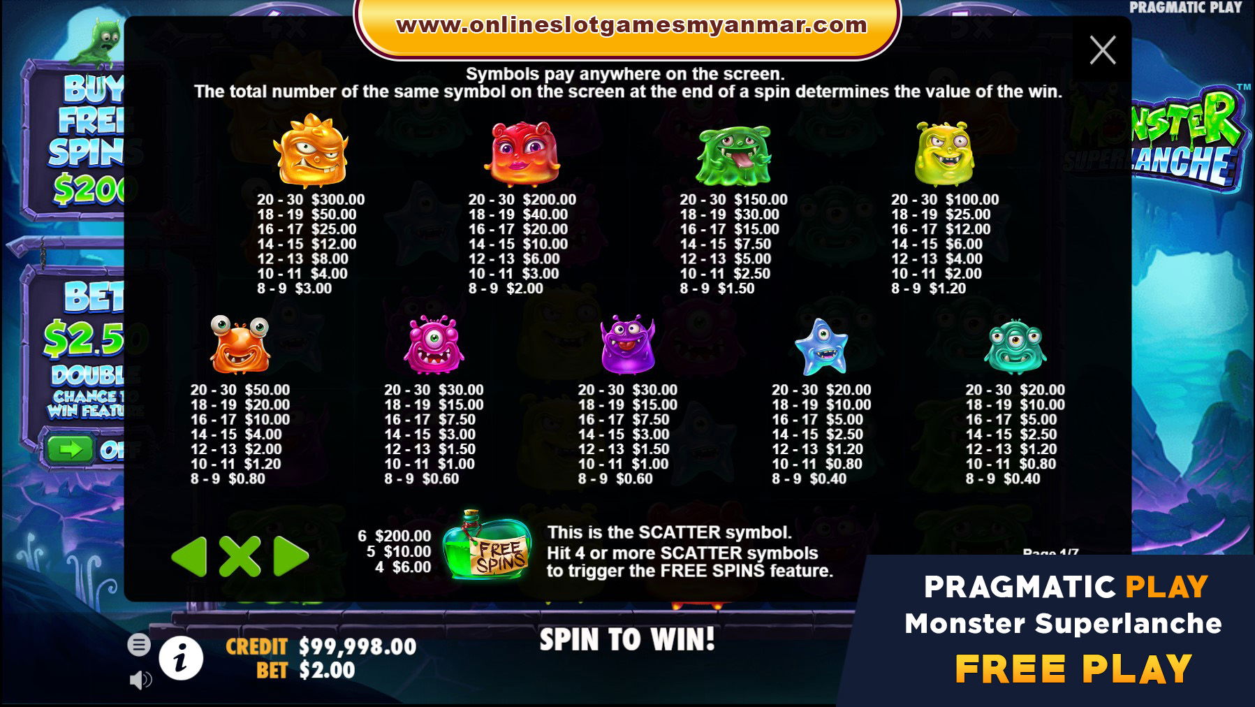 Pragmatic Play Slot Game - Monster Superlanche Game payout