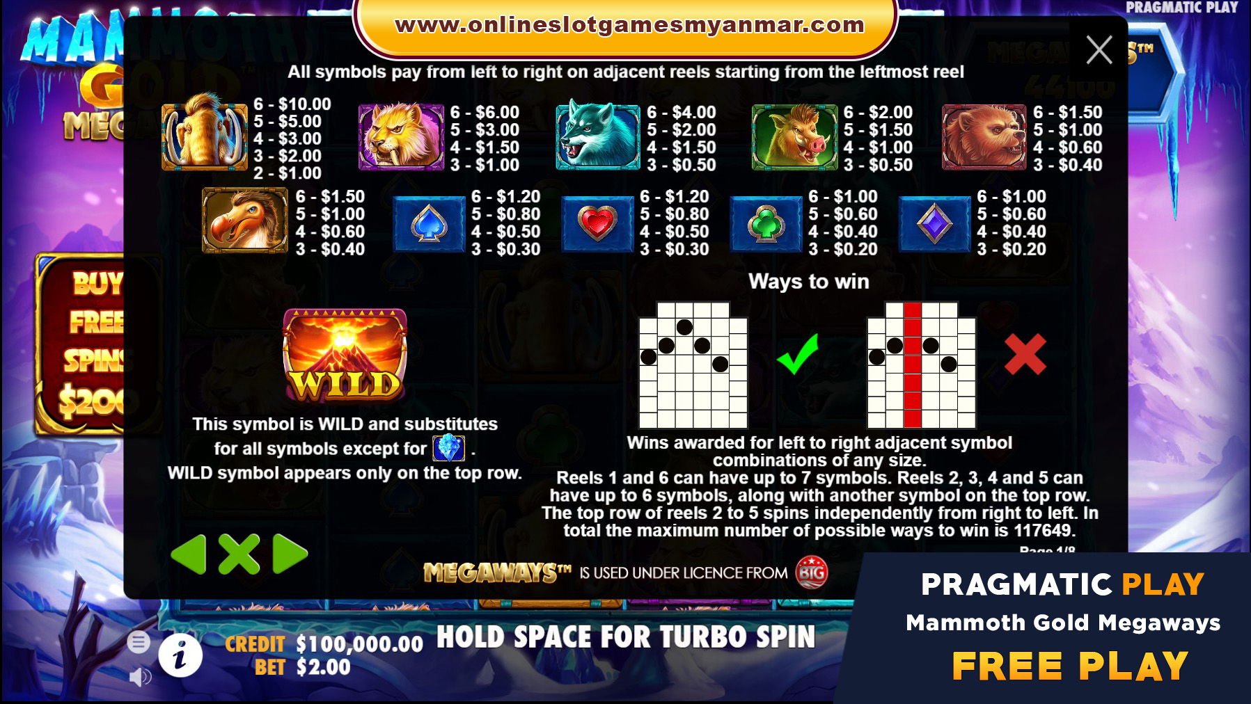 Pragmatic Play Slot Game - Mammoth Gold Megaways Payout