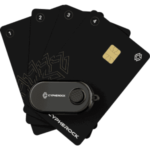 Cypherock X1 is a first of its kind hardware wallet that offers air gapped storage of private keys separate from the offline X1 wallet. The private keys are never stored on the X1 wallet and never in a single place, which makes it more secure than a regular hardware wallet when it comes to making Blockchain transactions. The private keys are generated completely offline and then broken into 5 unique secrets, each of which is encrypted and stored on the EAL 5+ secure elements on the X1 wallet and the 4 X1 cards.