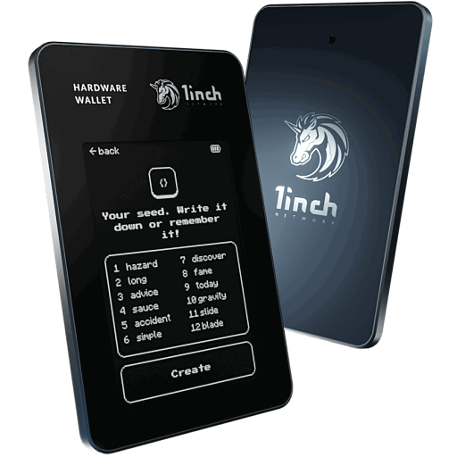 1inch Hardware Wallet - secure your crypto assets: 1inch Network. Available soon. Join the waiting list, and we`ll notify you when the 1inch Hardware Wallet goes on sale