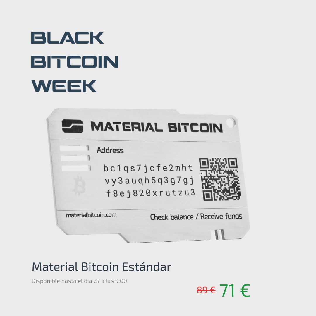 Visit our store and buy a Material Bitcoin with a discount of more than 20% right now.