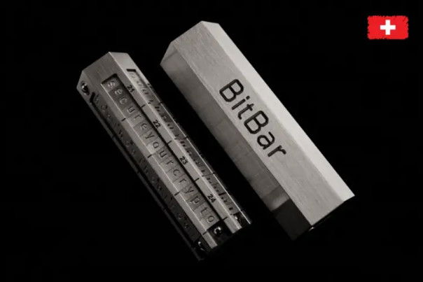 BitBar is the ultimate physical backup tool for your cryptocurrency recovery seed phrases. Don't compromise on security when it comes to your crypto investments. Buy Now. Exquisite Swiss 🇨🇭 Design To Protect Your Wealth/Assets Over Generations. Swiss Engineered: This exquisite Swiss design features a hexagonal bar with grooves on all six sides that seamlessly mates with the sleeve. Heavy weight (515g) that feels precious with a premium finish. Get BitBar Now.