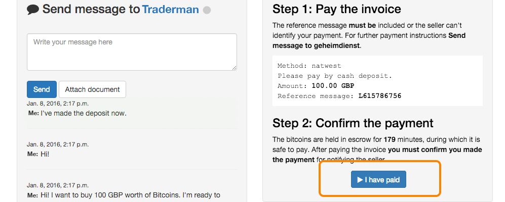 Localbitcoins: How to buy Bitcoin guide - Step 5. Mark payment complete