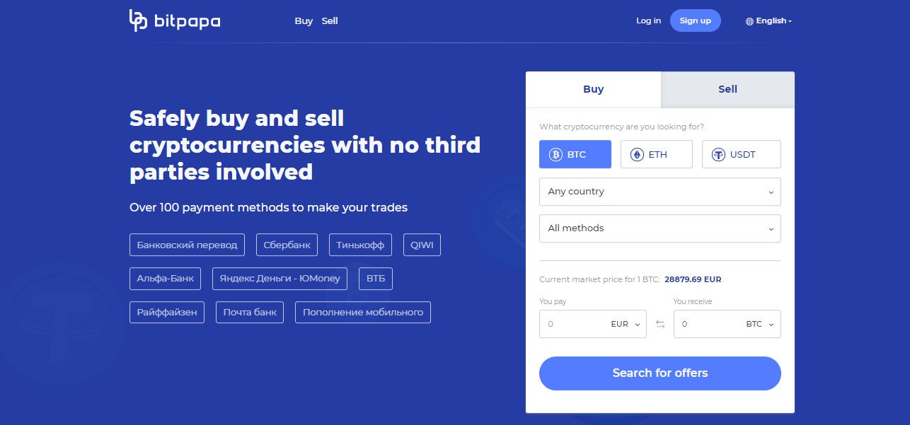 Buy Bitcoin, Ethereum, USDT and other cryptocurrencies with no fees - P2P-exchange Bitpapa