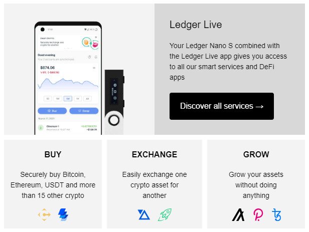 Ledger Live One place for all your crypto needs: Buy, Exchange, Grow, Unlock a world of crypto possibilities