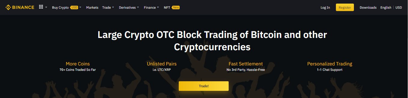 Binance: Large Crypto OTC Block Trading of Bitcoin and other Cryptocurrencies