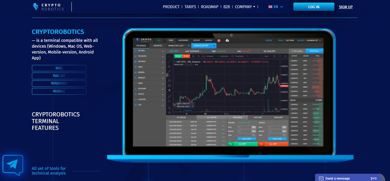 CryptoRobotics. Manage your digital assets on CryptoRobotics platform (trading robots, traders auto-following, smart-orders, summary analytics, trading by signals in one click and much more)