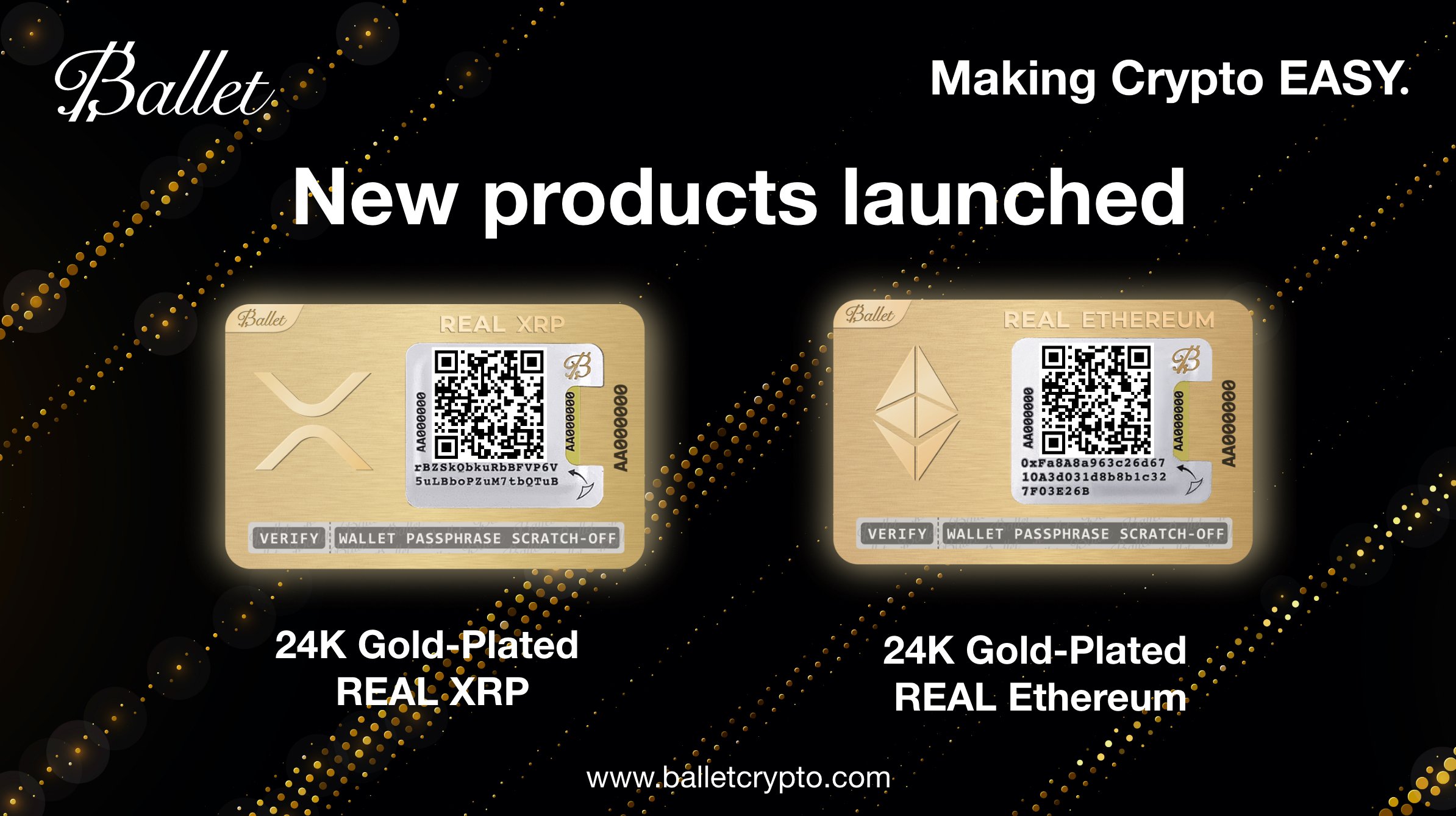 Ballet Cryptocurrency Wallet - Making Crypto EASY. The world’s first multi-currency non-electronic physical cryptocurrency wallet, designed for everyday people. Use Ballet Wallet to easily store Bitcoin and other 50+ cryptocurrencies. Official Store for Ballet non-electronic physical multicurrency wallet