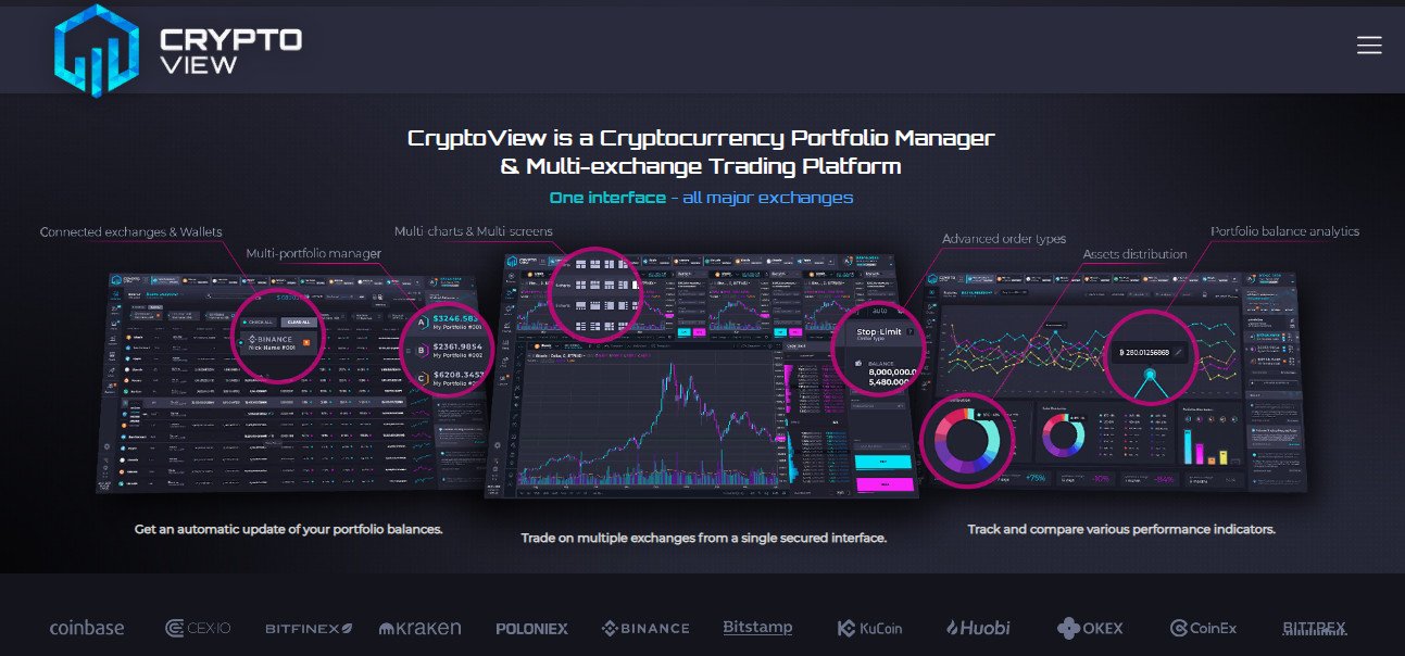 CryptoView is a multi-exchange cryptocurrency trading and portfolio management platform. You can trade across multiple exchanges from a single secured account, while managing multiple portfolios.
