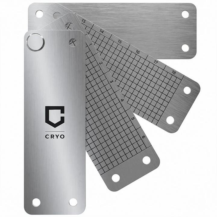 CRYO is a tough, metal recovery seed phrase backup for your crypto wallet. Made from fireproof, waterproof stainless steel cryptocurrency seed phrase storage.
